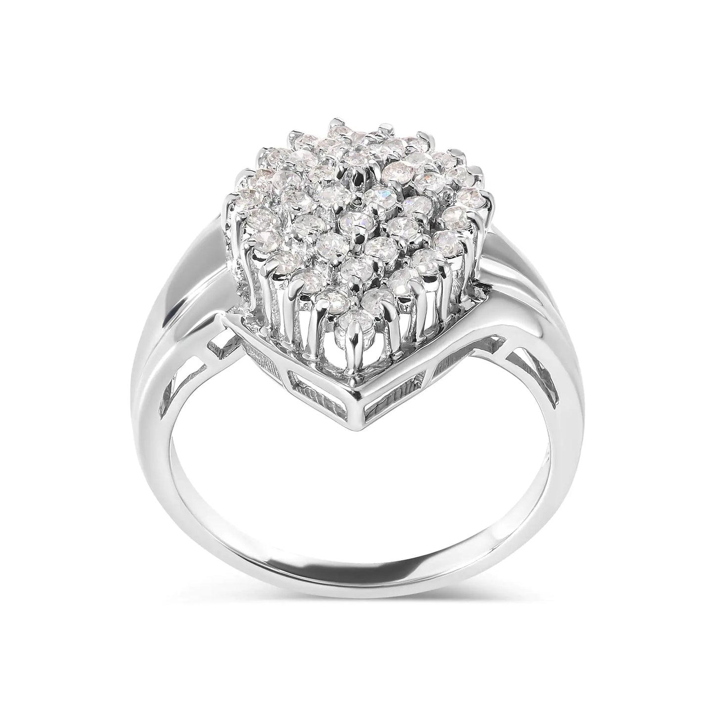 10K White Gold 1/2 Cttw Diamond Pear Shaped Cluster Ring (H-I Color, I1-I2 Clarity) WEM Support (www.WEM.support)
