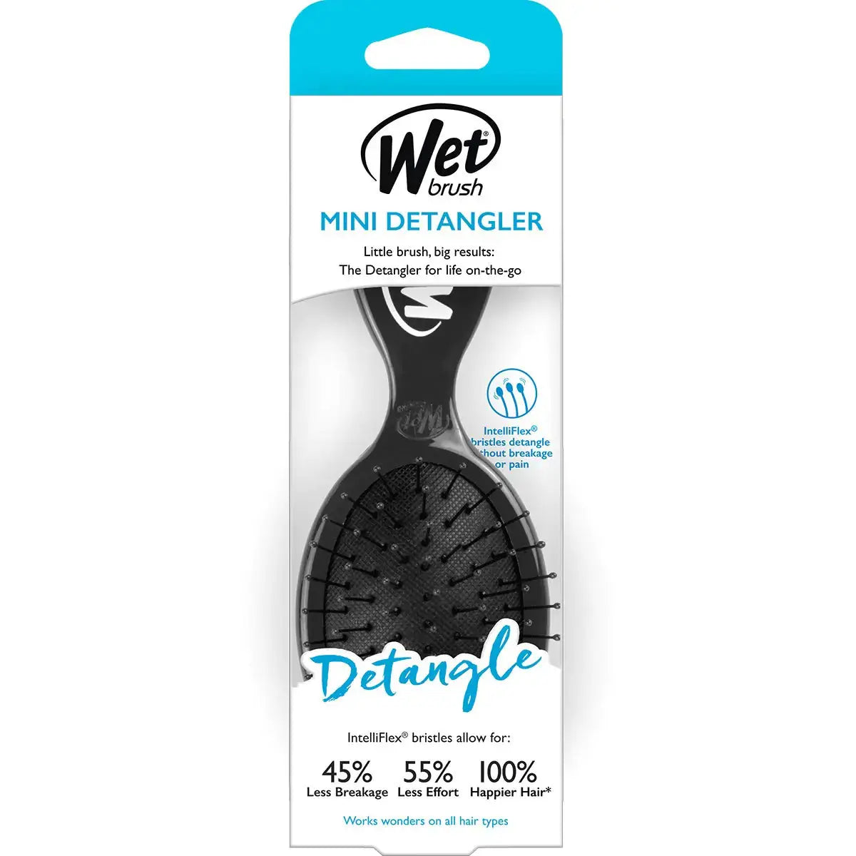 Wet Brush Detangling Brush, Mini Detangler Brush (Black) - Wet & Dry Tangle-Free Hair Brush for Women & Men - No Tangle Soft & Flexible Bristles for Straight, Curly, & Thick Hair Black 1 Count (Pack of 1) My Store