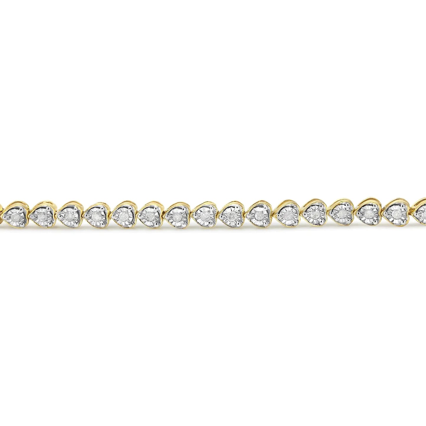 .925 Sterling Silver 1.0 Cttw Miracle Set Diamond Heart-Link 7" Tennis Bracelet (I-J Color, I2-I3 Clarity) WEM Support (www.WEM.support)