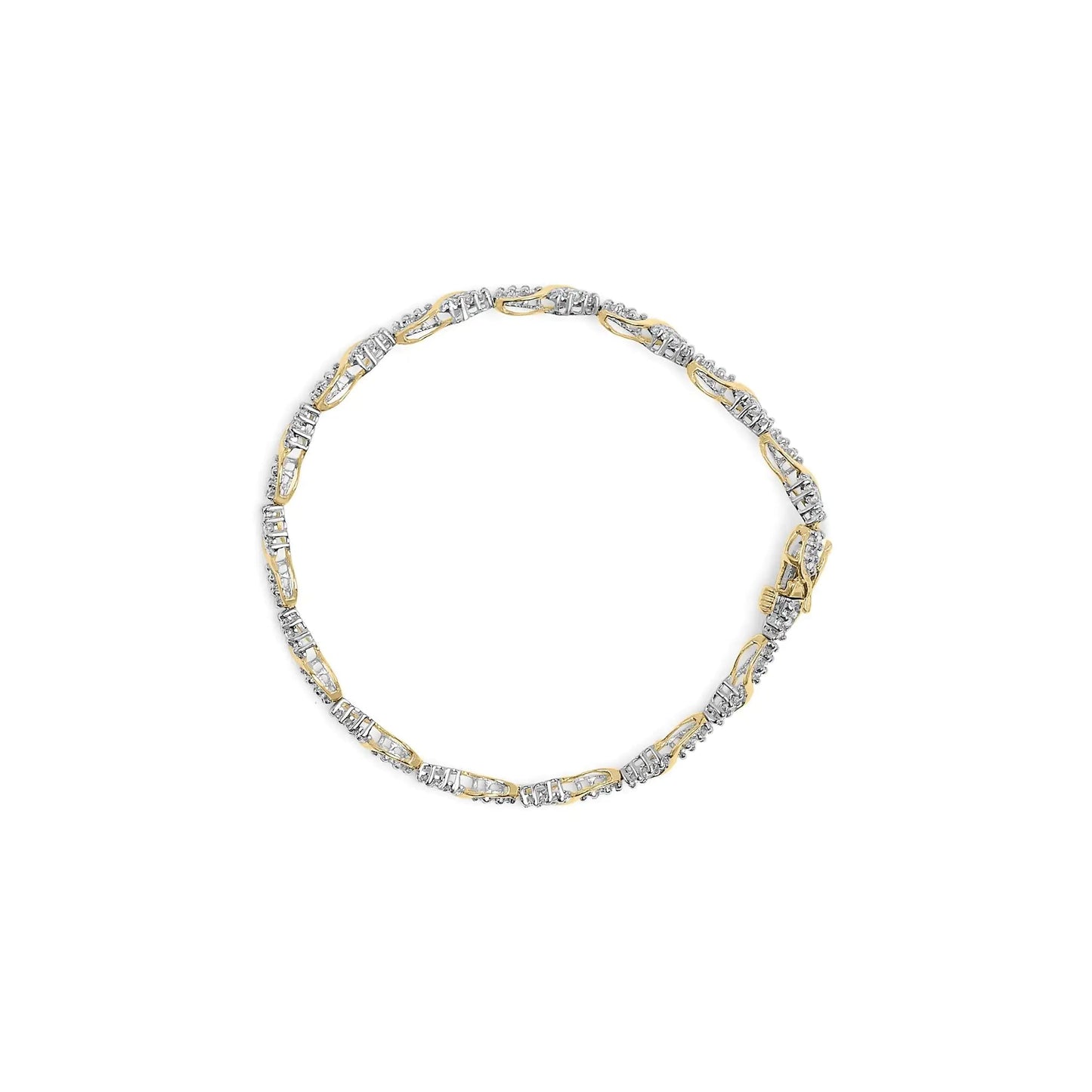 10k Two-Tone Gold 1/2 Cttw Diamond Spiral Over Link Bracelet (I-J Color, I2-I3 Clarity) 7" Inches WEM Support (www.WEM.support)