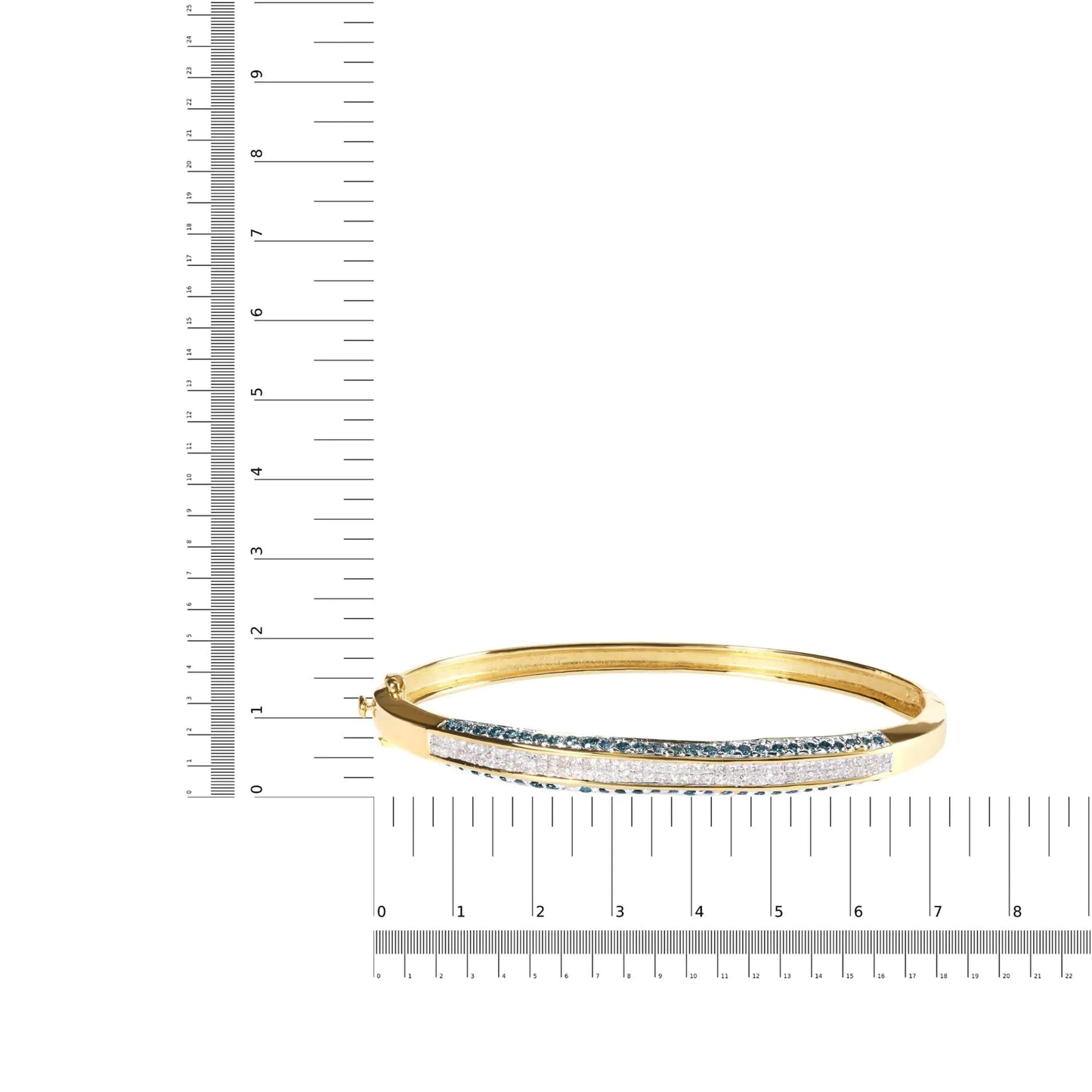 14K Yellow Gold 2.0 Cttw Treated Blue and White Diamond Bangle Bracelet (H-I Color, SI2-I1 Clarity) - Size 7 WEM Support (www.WEM.support)