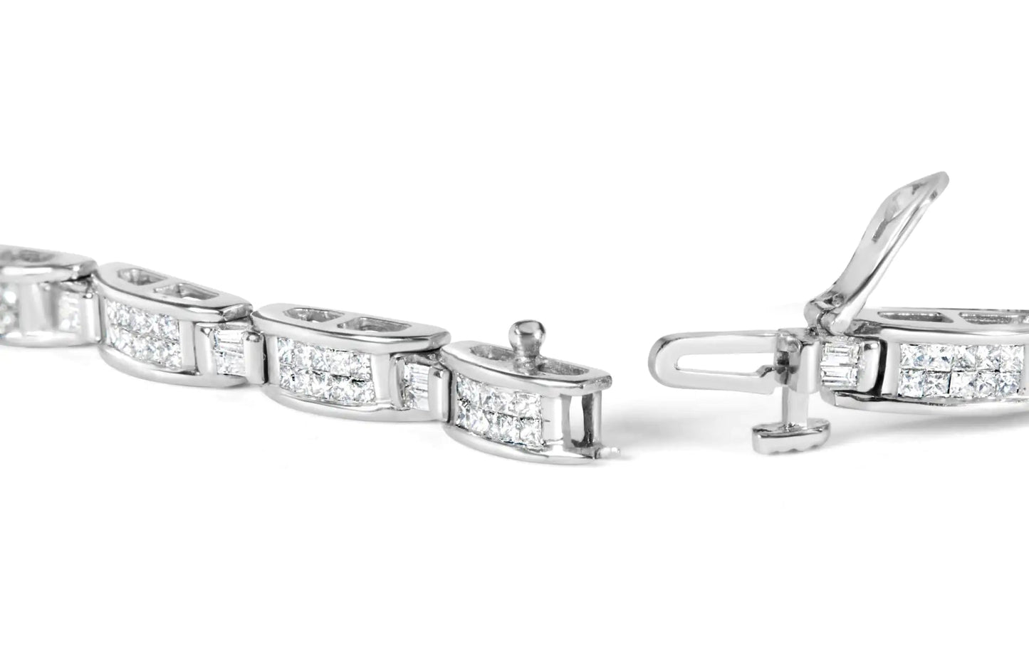 14K White Gold 2.0 Cttw Baguette and Princess-Cut Diamond Tennis Bracelet (H-I Color, SI1-SI2 Clarity) - 7" WEM Support (www.WEM.support)