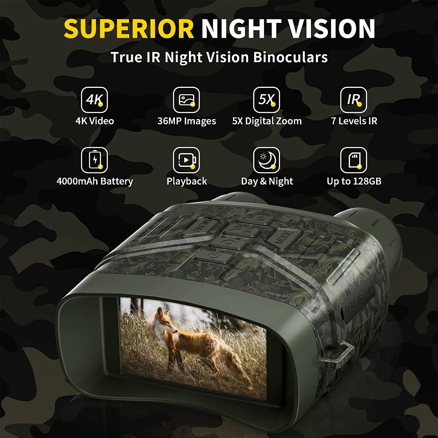 Ultra Clear 4K 36MP Night Vision Binoculars WEM Support (www.WEM.support)
