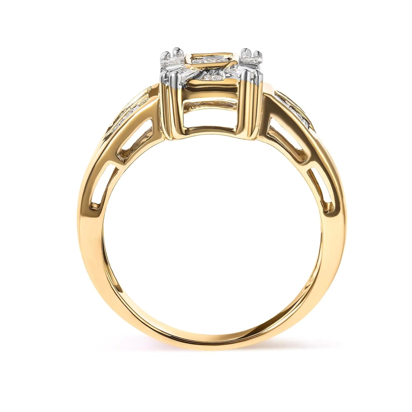 10K Yellow Gold 1/2 Cttw Diamond Composite and Halo Ring (H-I Color, SI1-SI2 Clarity) WEM Support (www.WEM.support)