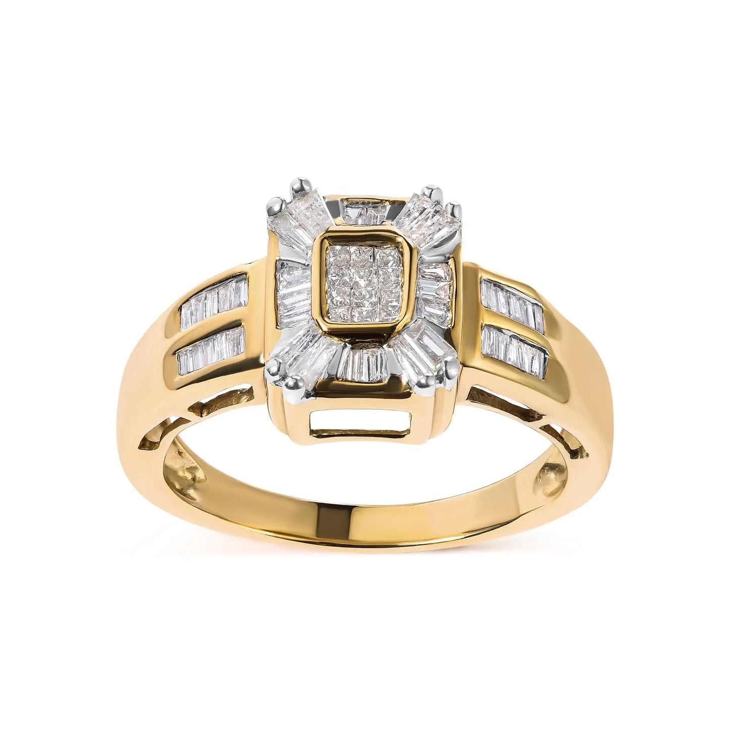 10K Yellow Gold 1/2 Cttw Diamond Composite and Halo Ring (H-I Color, SI1-SI2 Clarity) WEM Support (www.WEM.support)