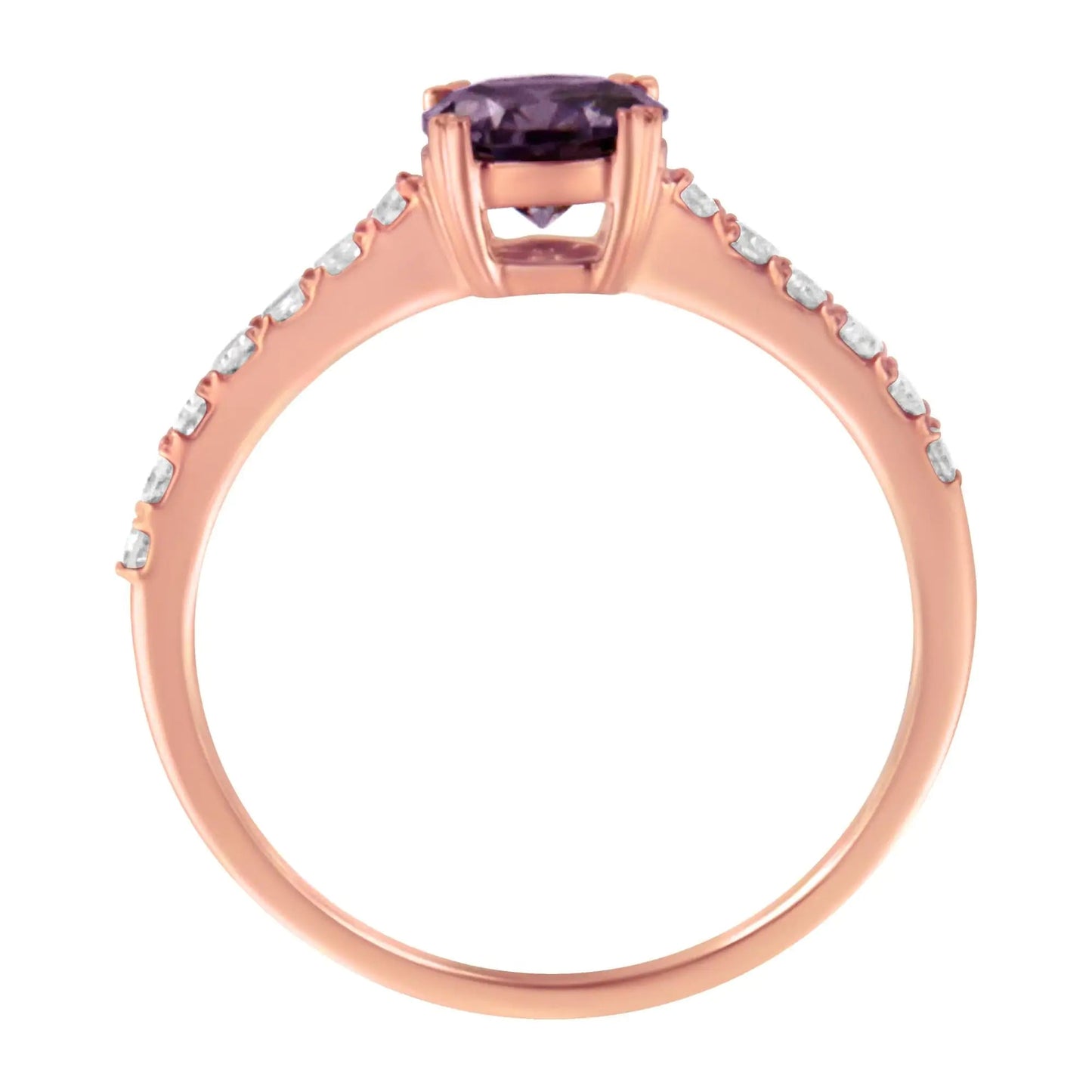 10K Roségold 1/4 Karat Diamant und 6MM Edelstein Halo Ring (H-I Farbe, I1-I2 Reinheit) WEM Support (www.WEM.support)