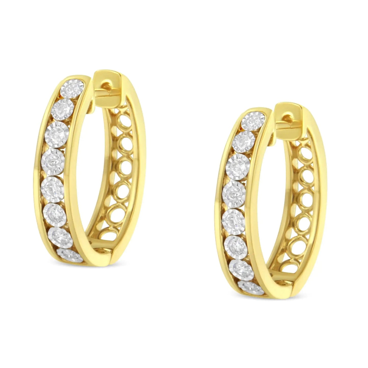 10KT Yellow and White Gold Diamond Hoop Earring (1/2 cttw, J-K Color, I2-I3 Clarity) WEM Support (www.WEM.support)