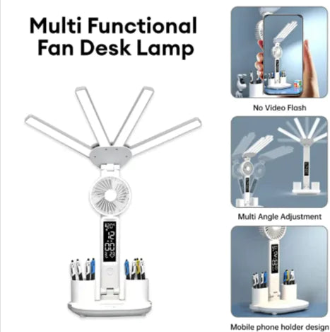 3-in-1 LED Desk Lamp with Fan & Clock HejK.com