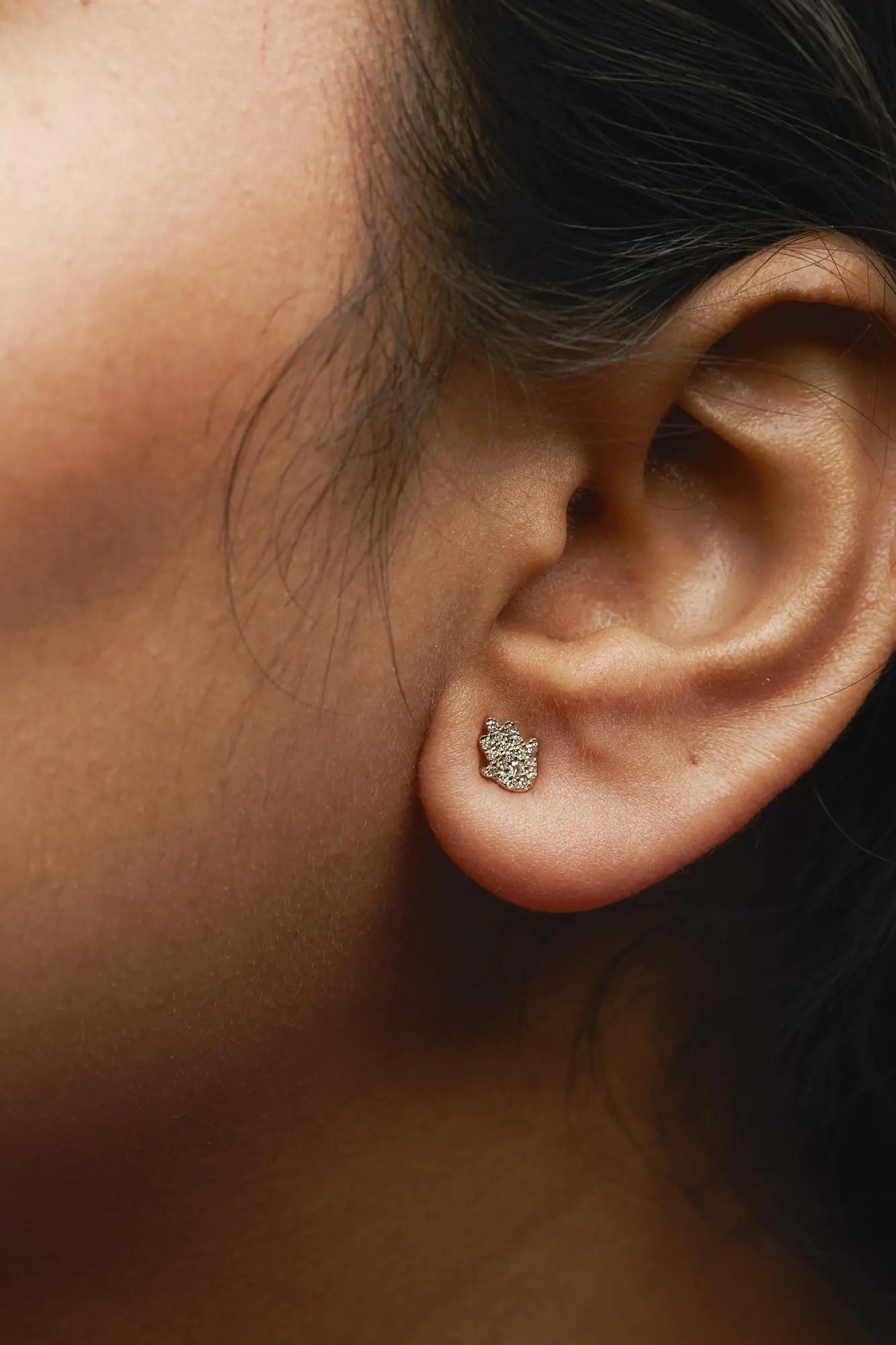 10K Yellow Gold Diamond Accented Hamsa Stud Earrings (H-I Color, I1-I2 Clarity) WEM Support (www.WEM.support)