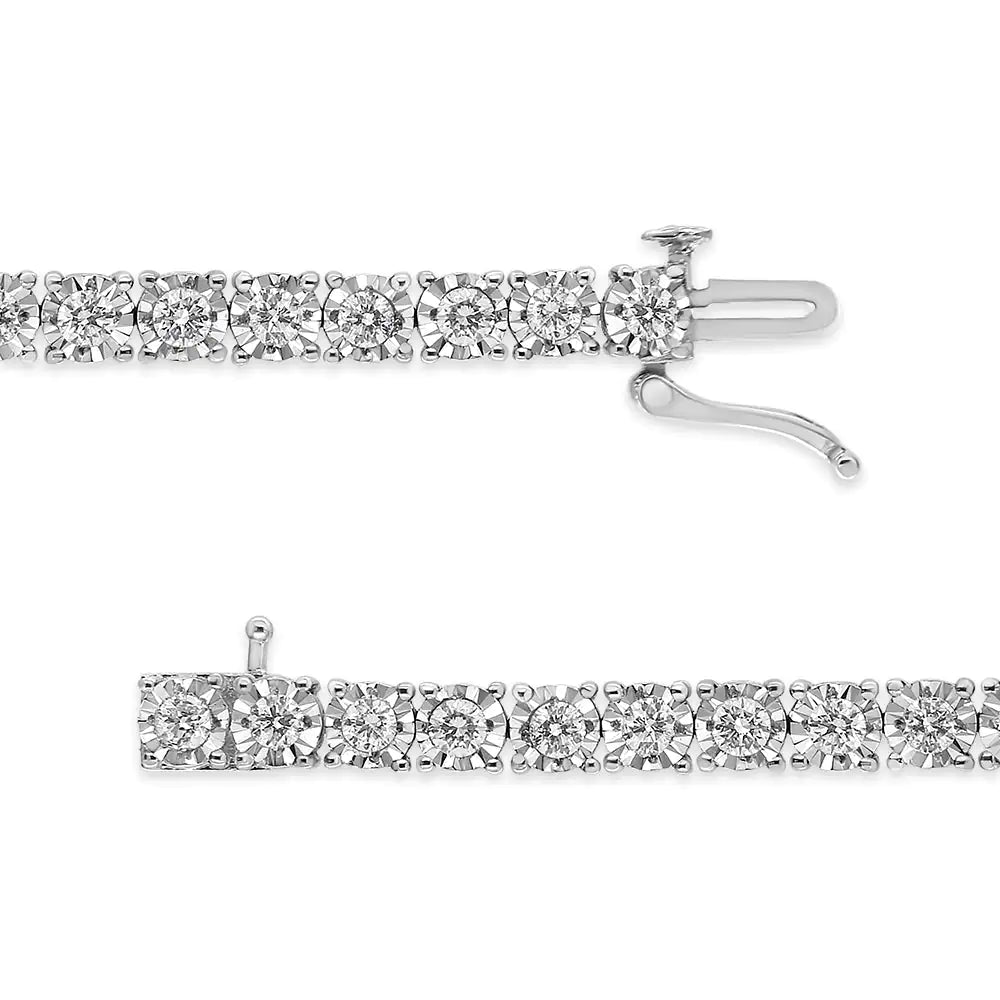 .925 Sterling Silver 3.0 Cttw Diamond Illusion-Set Miracle Plate Tennis Bracelet (I-J Color, I3 Clarity) - 7" WEM Support (www.WEM.support)