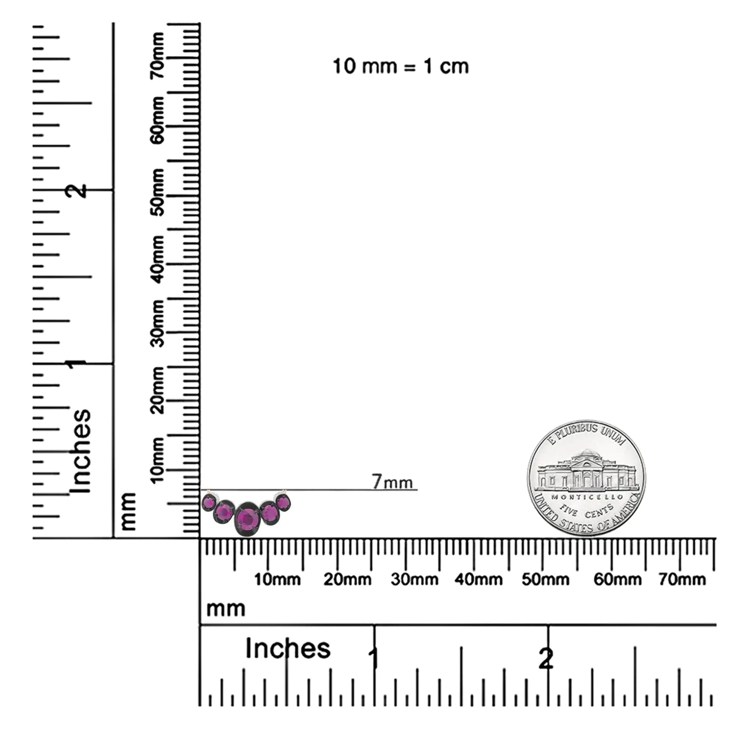 18K Rose Gold 3/4 Cttw Pave Diamonds and Graduated Red Ruby Gemstone Curved Bar Choker Necklace (G-H Color, SI1-SI2 Clarity) - Adjustable up to 14" - 16.5" WEM Support (www.WEM.support)