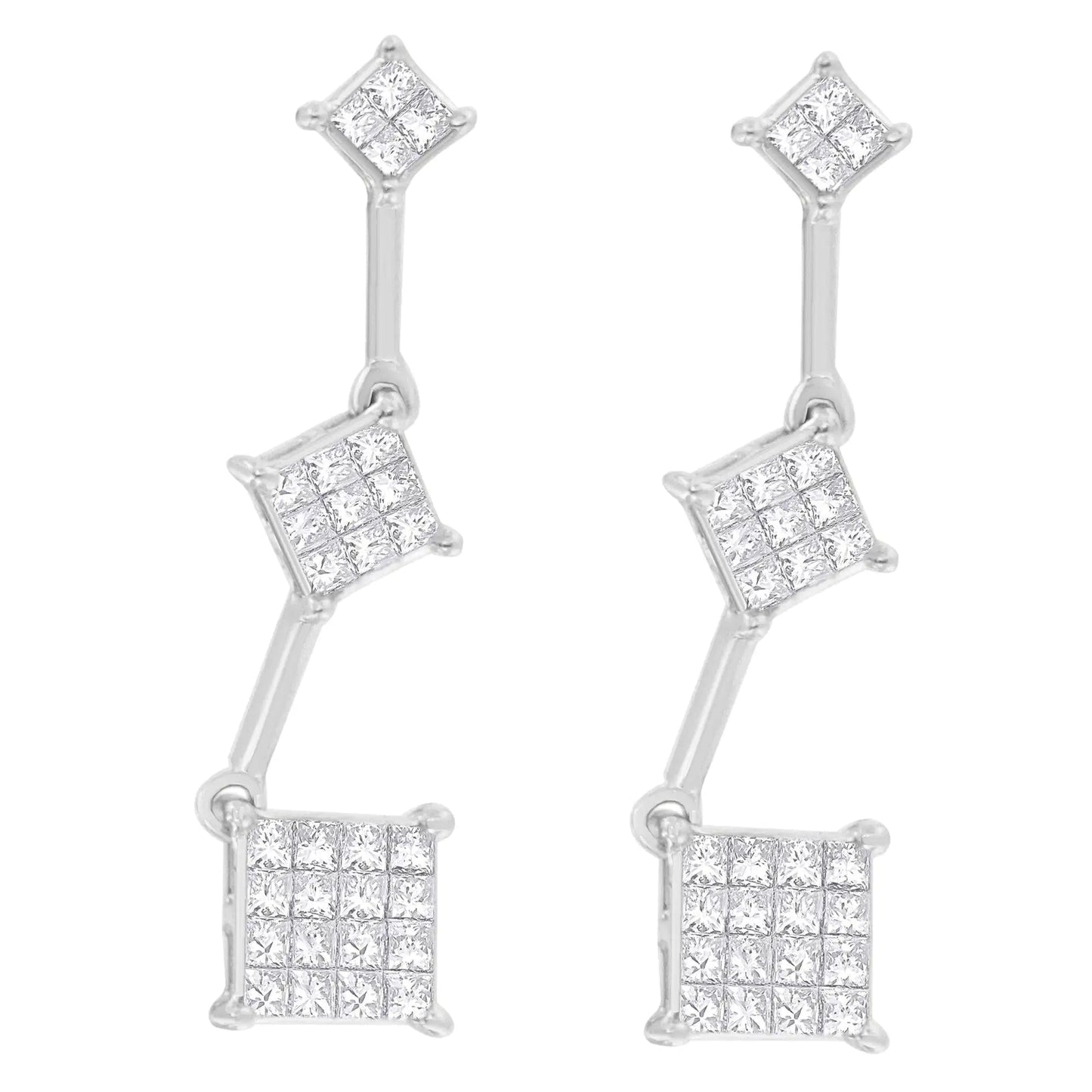 14K White Gold 1 cttw Princess Cut Diamond Earrings (G-H, VS1-VS2) WEM Support (www.WEM.support)