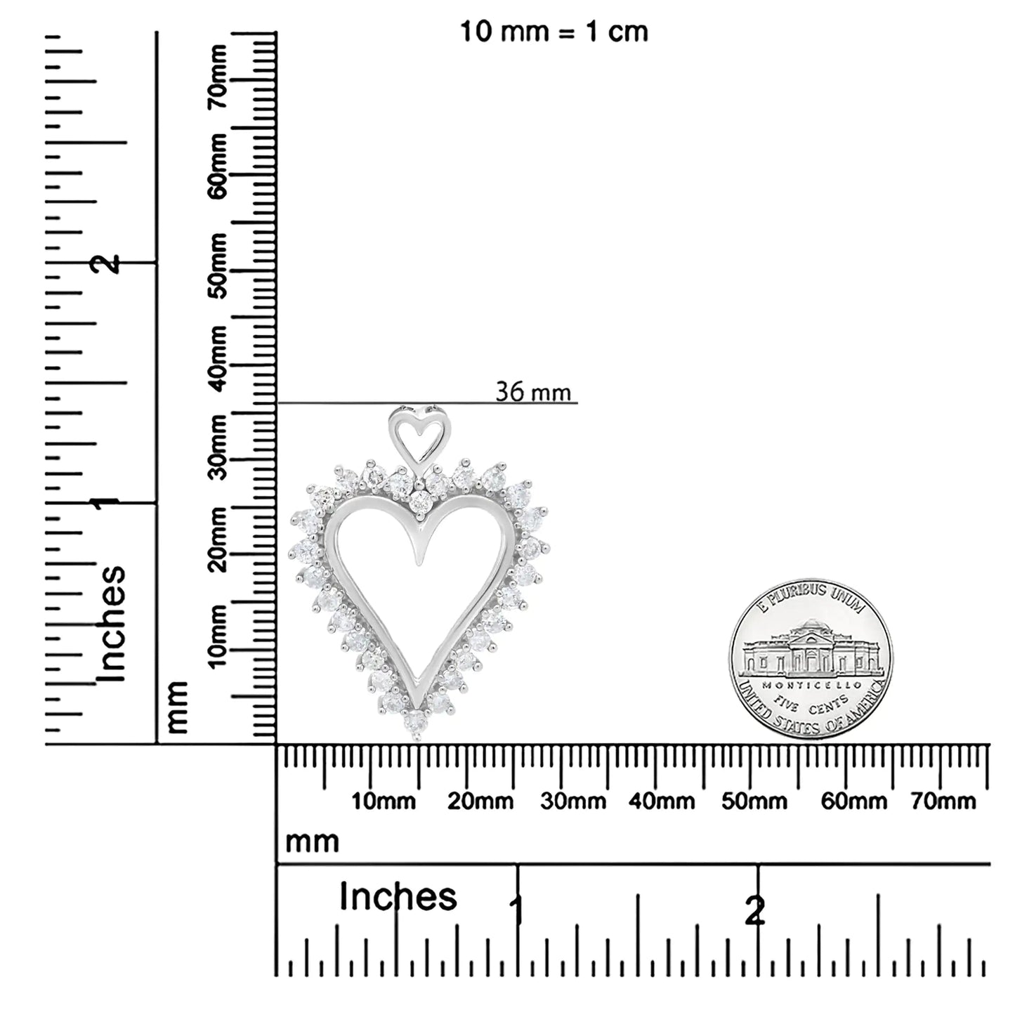 .925 Sterling Silver 1 3/4 Cttw Round Diamond Lined Open Heart Pendant 18" Necklace (I-J Color, I2-I3 Clarity) WEM Support (www.WEM.support)