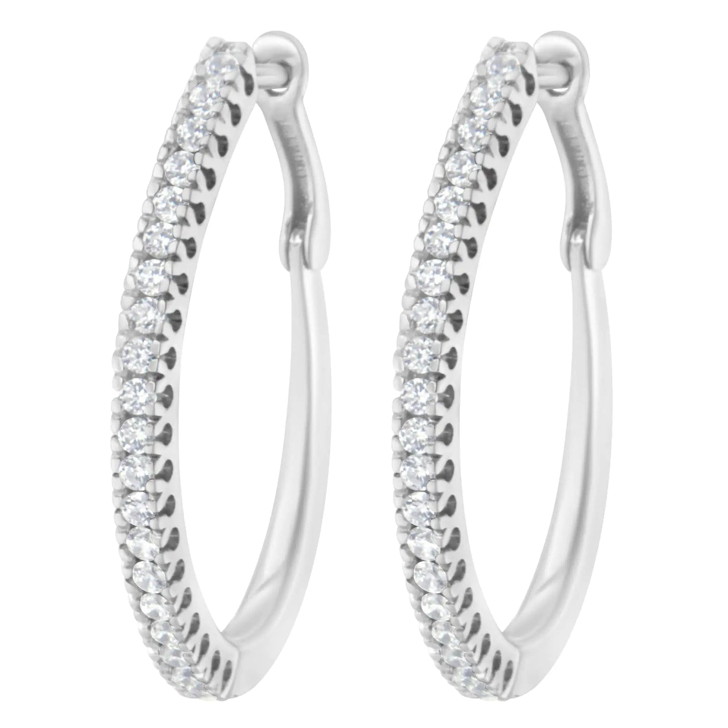 10KT White Gold 1/2 cttw Diamond Hoop Earrings (I-J, I2-I3) WEM Support (www.WEM.support)