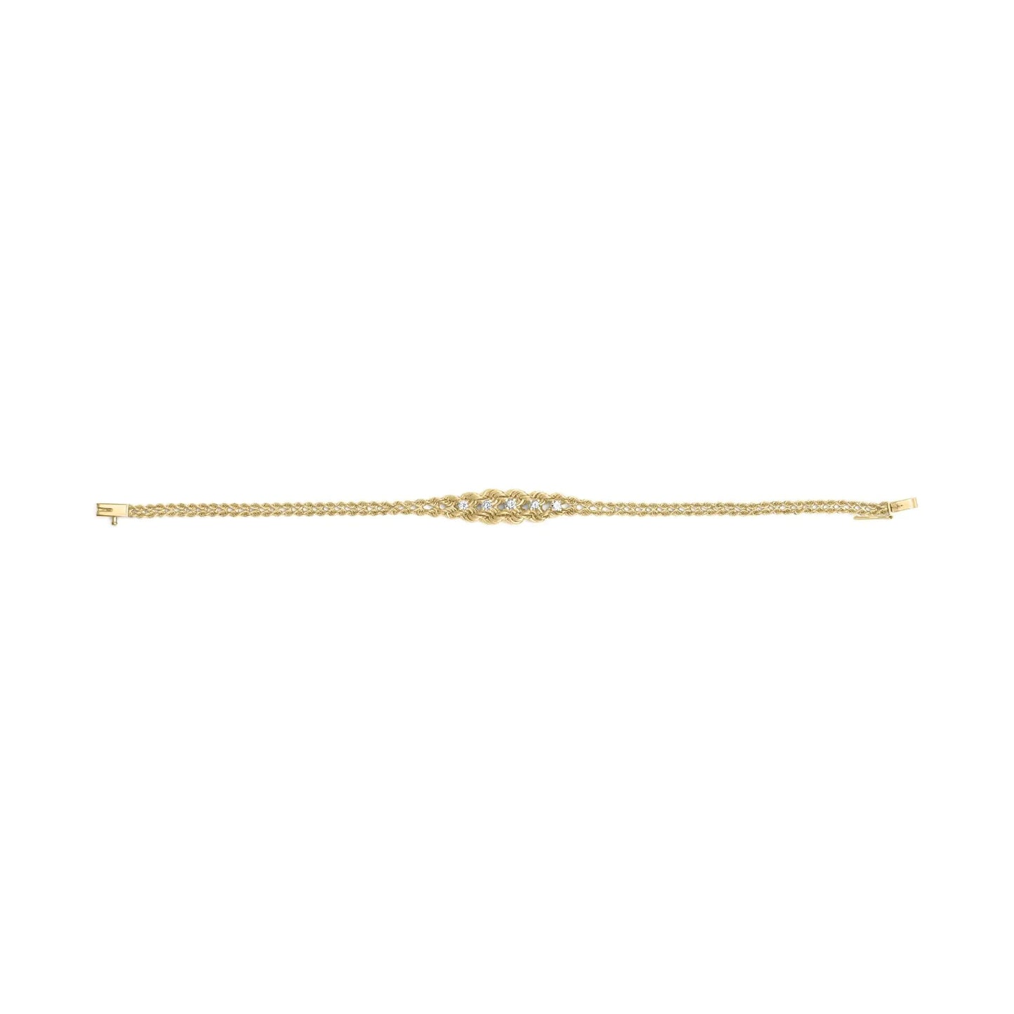 10K Yellow Gold 1/4 Cttw Round-Cut Diamond Basket Weave Rope Chain Style 7" Bracelet (H-I Color, I1-I2 Clarity) WEM Support (www.WEM.support)