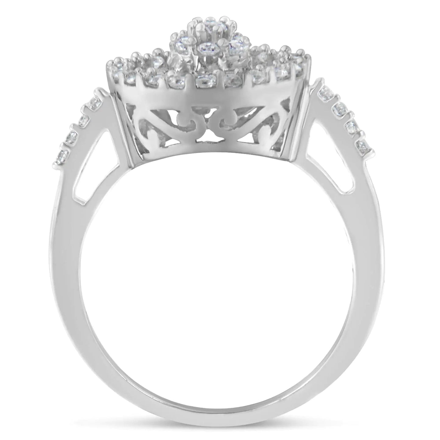10KT White Gold Diamond Cocktail Ring (1 cttw, H-I Color, SI2-I1 Clarity) WEM Support (www.WEM.support)