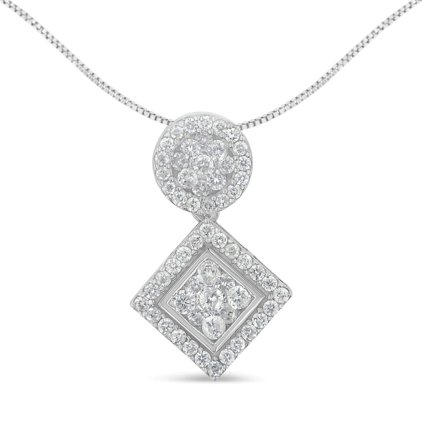 14K White Gold 1 cttw Diamond Pendant Necklace (H-I, I1-I2) WEM Support (www.WEM.support)