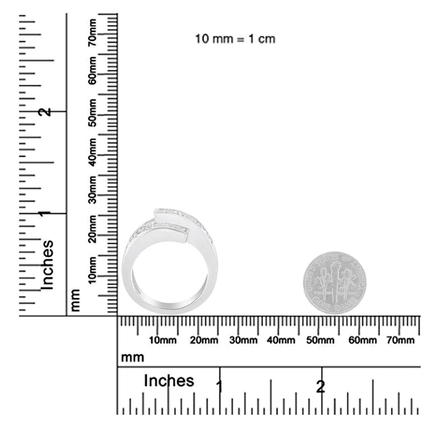 14K White Gold 2.0 Cttw Channel-Set Princess and Baguette-Cut Diamond Bypass Ring Band (G-H Color, SI1-SI2 Clarity) WEM Support (www.WEM.support)