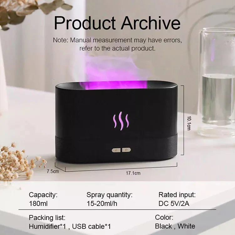 2022 USB Flame Humidifier & LED Diffuser HejK.com