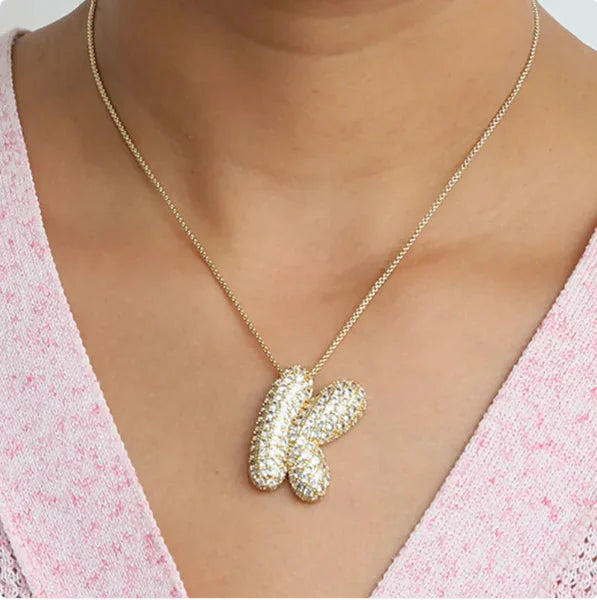 Star Brass Zircon Letter Necklace WEM Support (www.WEM.support)