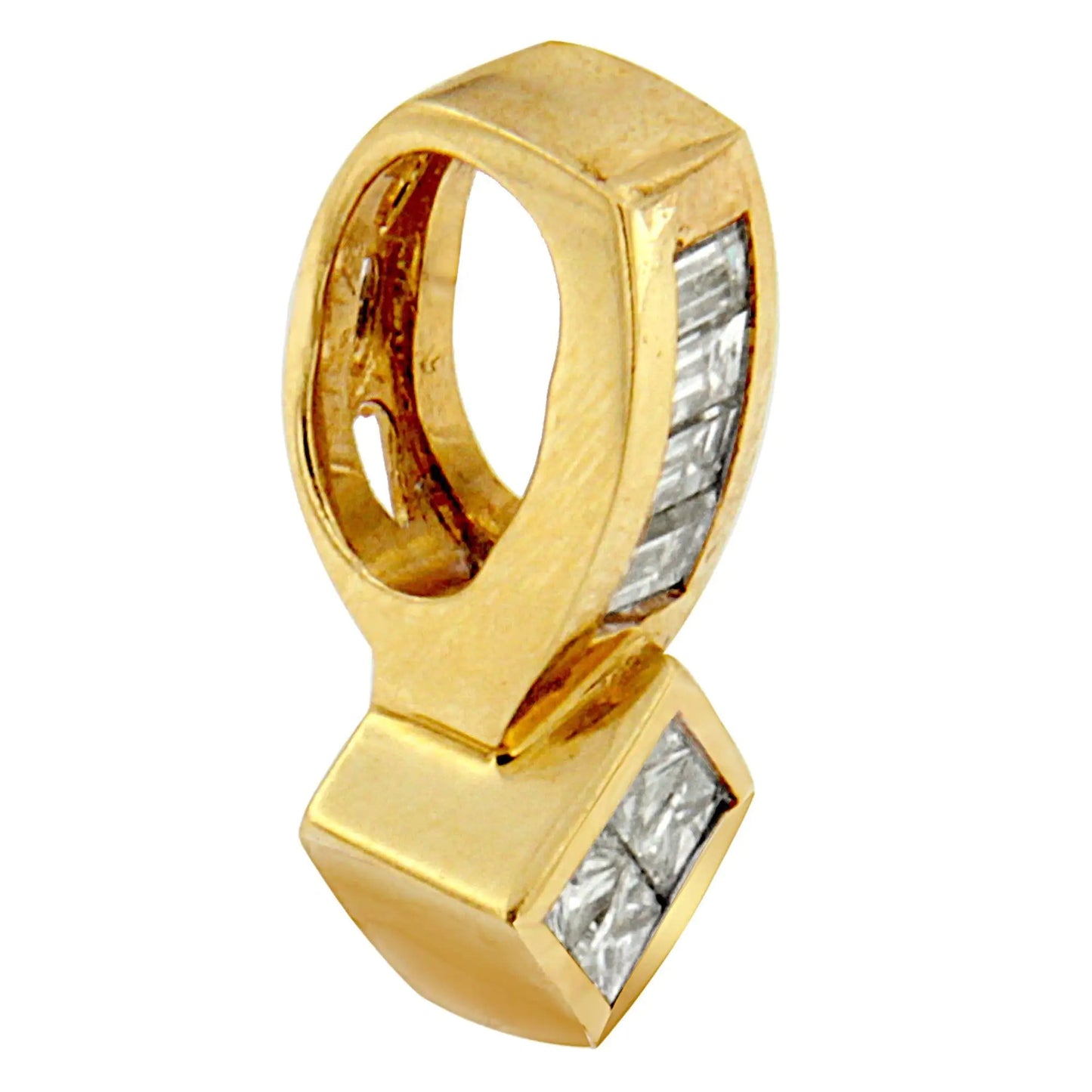 14K Yellow Gold 3/4 cttw Princess and Baguette Cut Diamond Simple Geo Pendant Necklace (G-H, VS1-VS2) WEM Support (www.WEM.support)