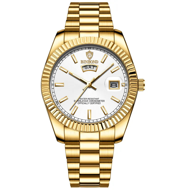 Steel Belt Waterproof Double Calendar Luminous Watch WEM Support (www.WEM.support)