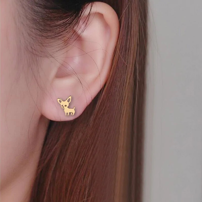Stainless Steel Chihuahua Earrings WEM Support (www.WEM.support)