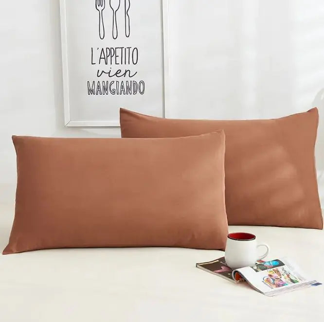 A Pair Of Pure Color Cotton Pillowcases WEM Support (www.WEM.support)