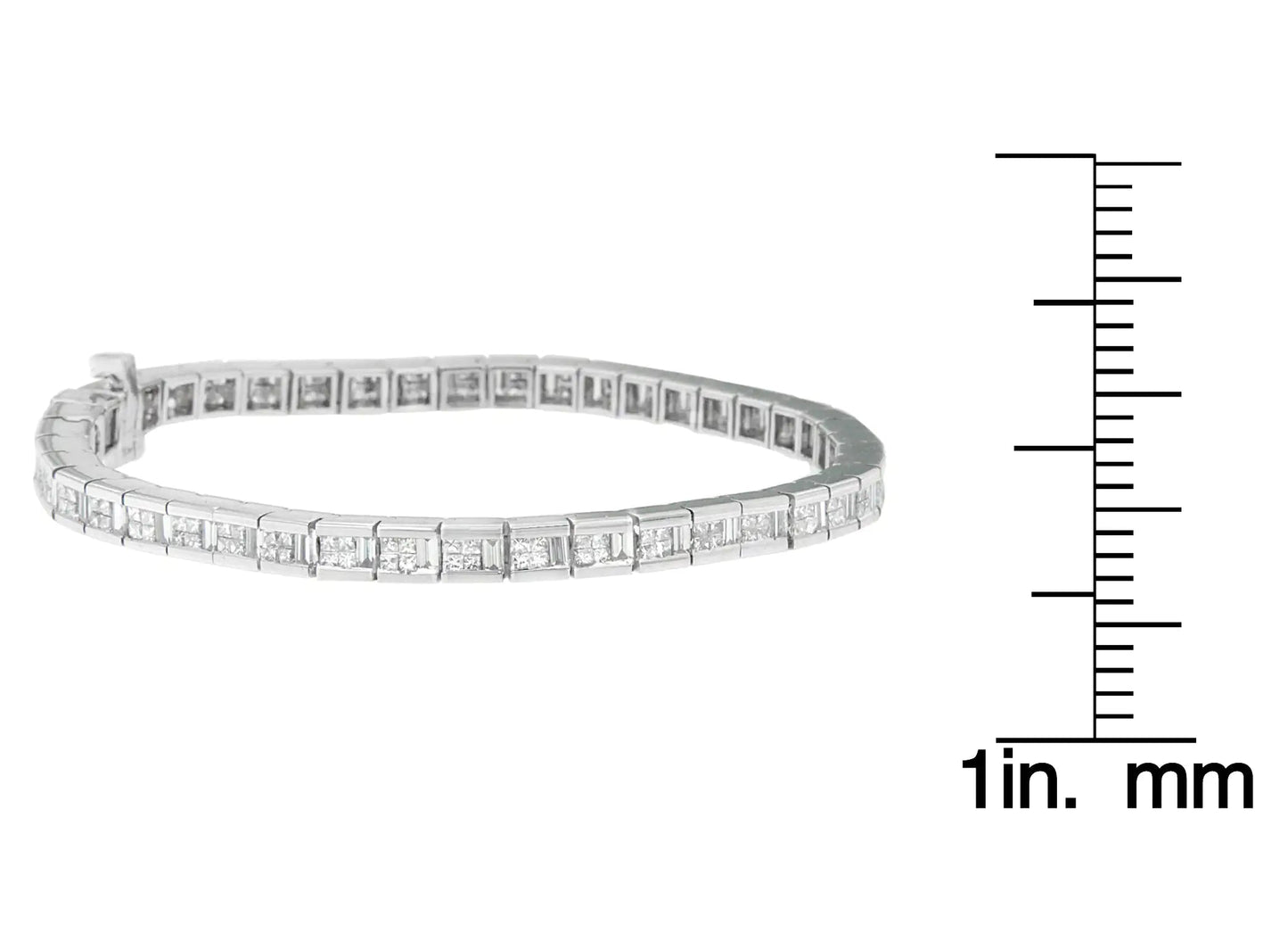 14K White Gold Princess and Baguette Cut Diamond Eternity Bracelet (4 3/8 cttw, G-H Color, VS1-VS2 Clarity) WEM Support (www.WEM.support)