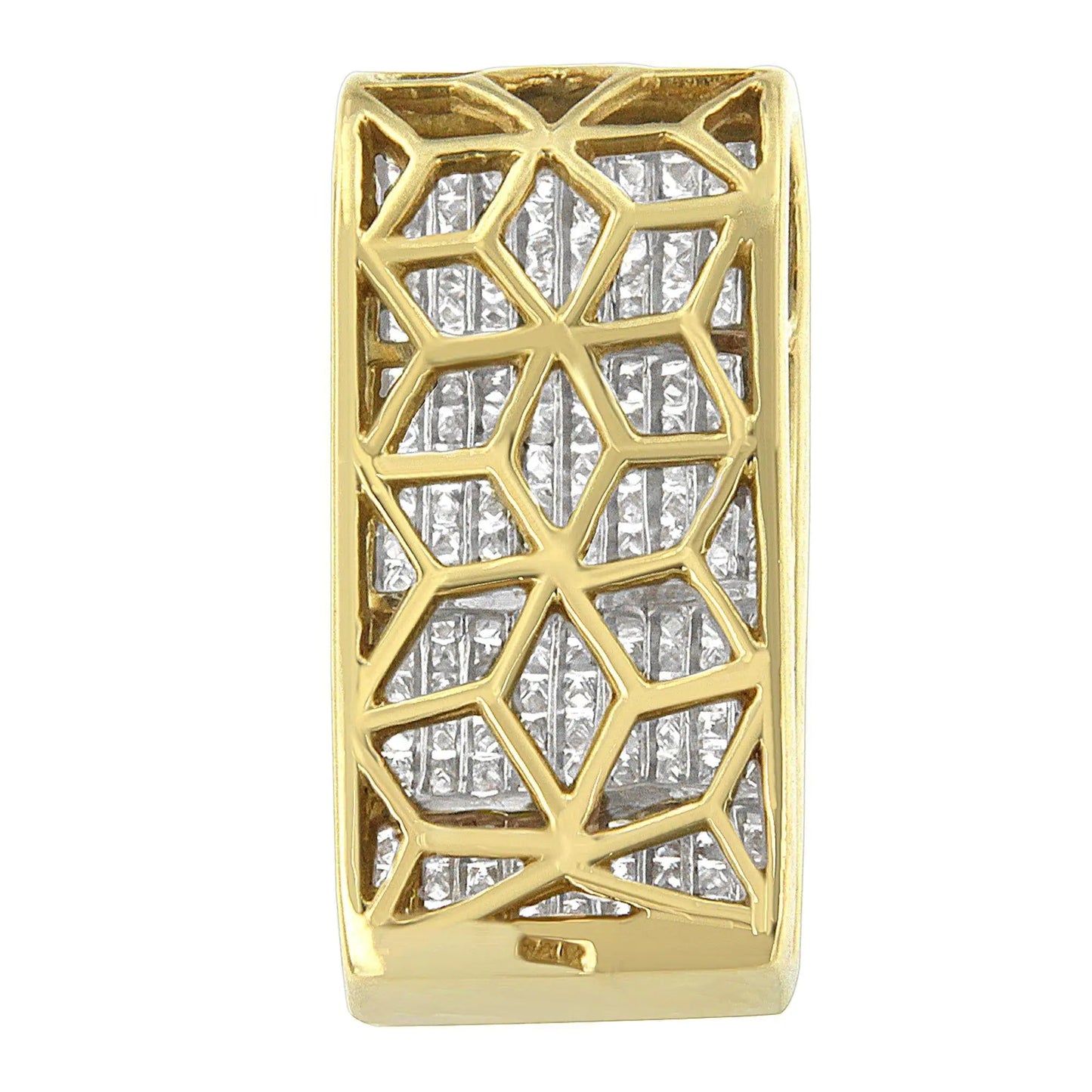 14K Yellow Gold Princess Cut Diamond Block Pendant Necklace (2 5/8 cttw, H-I Color, SI2-I1 Clarity) WEM Support (www.WEM.support)