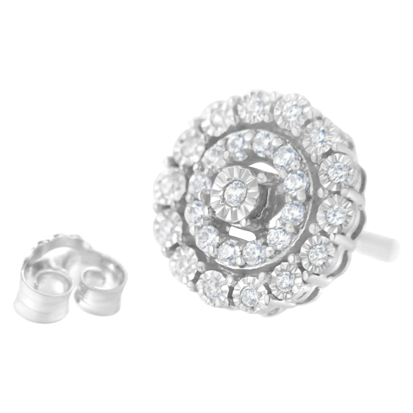 10KT White Gold 1/2 cttw Double Halo Brilliant Round-Cut Diamond Stud Earrings (I-J Clarity, I2-I3 Color) WEM Support (www.WEM.support)