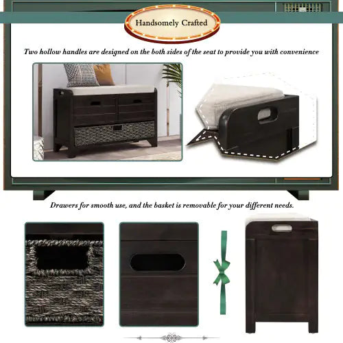 Storage Stool With Detachable Basket And 2 Drawers WEM Support (www.WEM.support)
