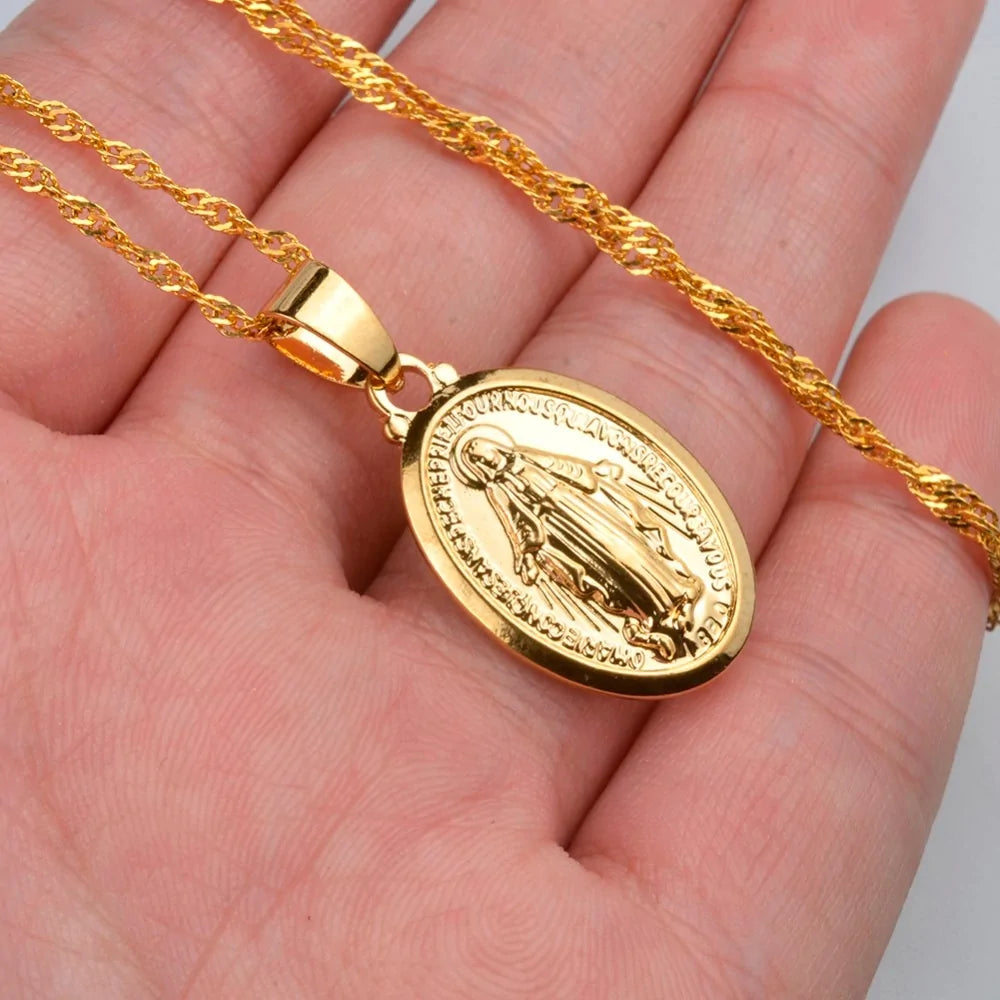 Virgin Mary Pendant Necklace WEM Support (www.WEM.support)