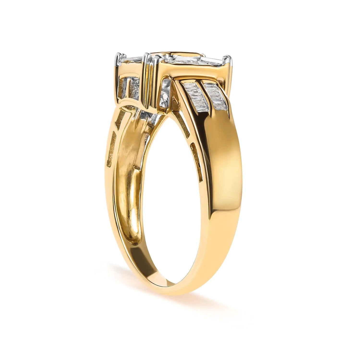 10K Yellow Gold 1/2 Cttw Diamond Composite and Halo Ring (H-I Color, SI1-SI2 Clarity) WEM Support (www.WEM.support)