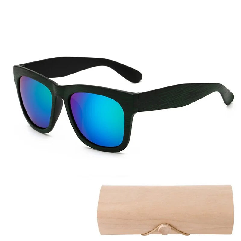 Square Bamboo Retro Sunglasses WEM Support (www.WEM.support)