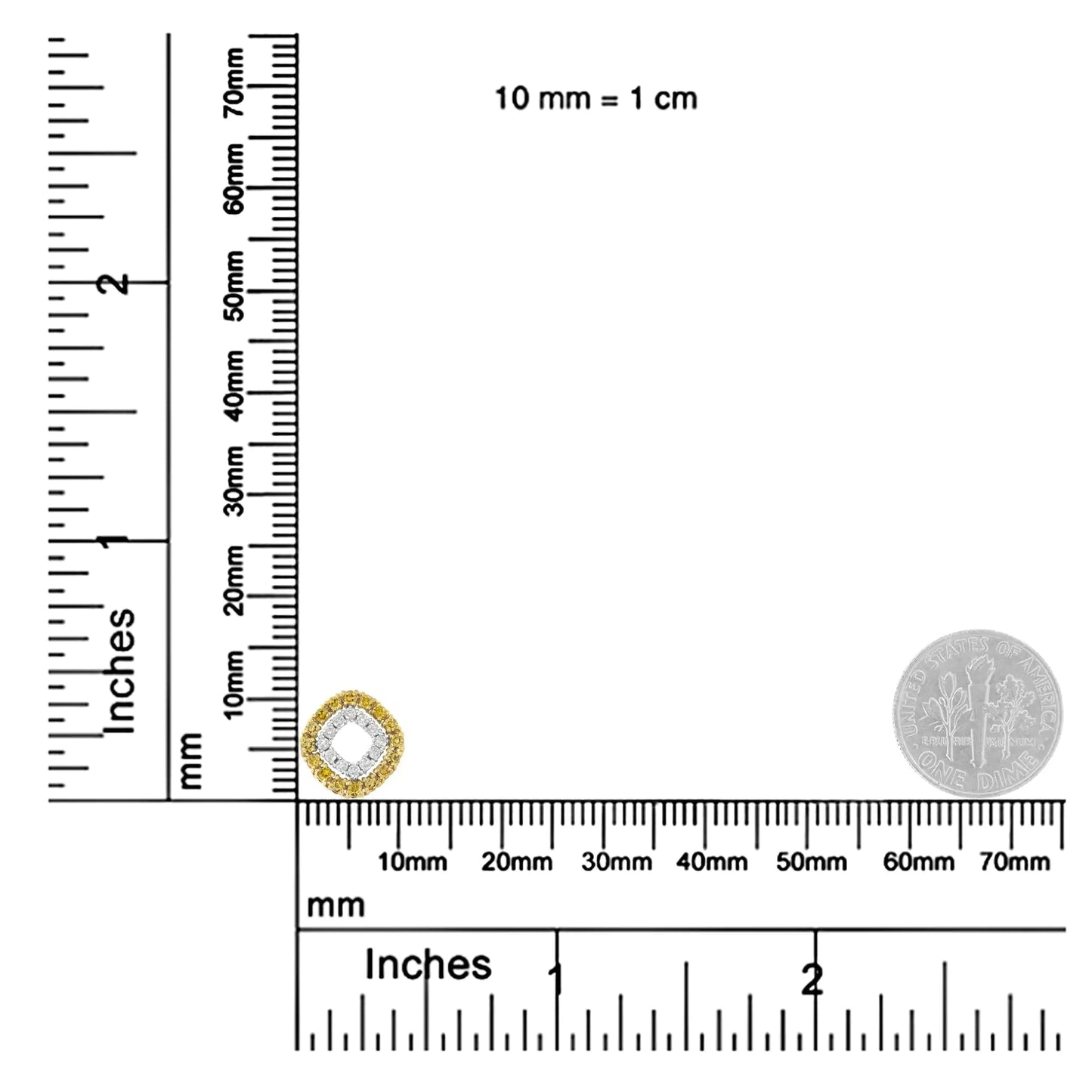 14K Yellow Gold .925 Plated Sterling Silver 1/2 Cttw Treated Yellow Diamond Double Cushion Shaped 18" Pendant Necklace (Yellow Color, I2-I3 Clarity) WEM Support (www.WEM.support)