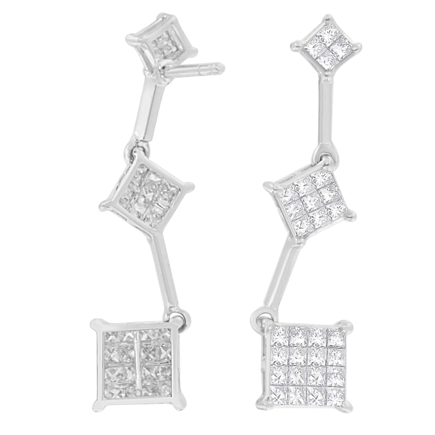 14K White Gold 1 cttw Princess Cut Diamond Earrings (G-H, VS1-VS2) WEM Support (www.WEM.support)