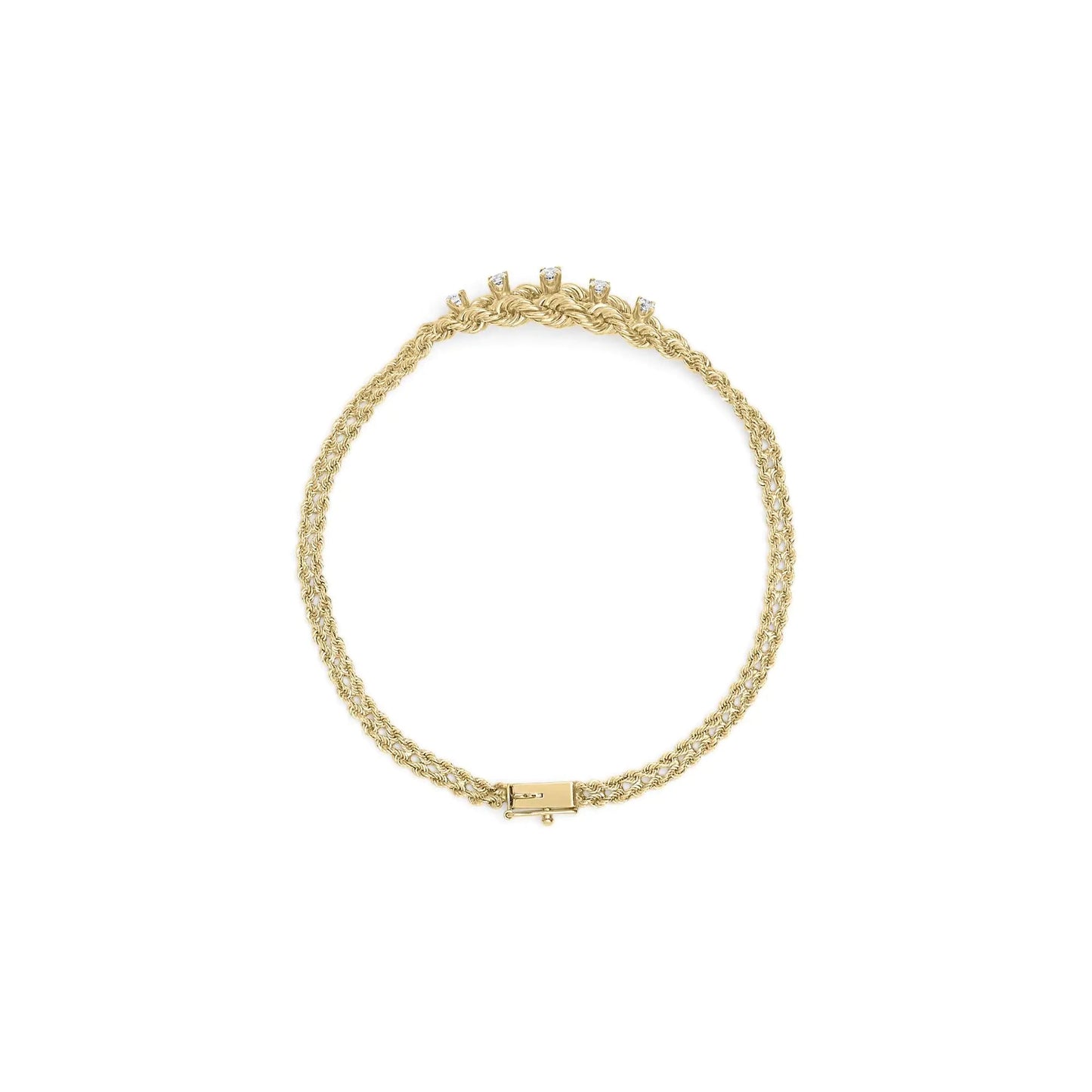 10K Yellow Gold 1/4 Cttw Round-Cut Diamond Basket Weave Rope Chain Style 7" Bracelet (H-I Color, I1-I2 Clarity) WEM Support (www.WEM.support)