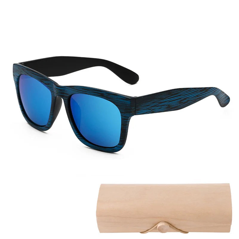 Square Bamboo Retro Sunglasses WEM Support (www.WEM.support)