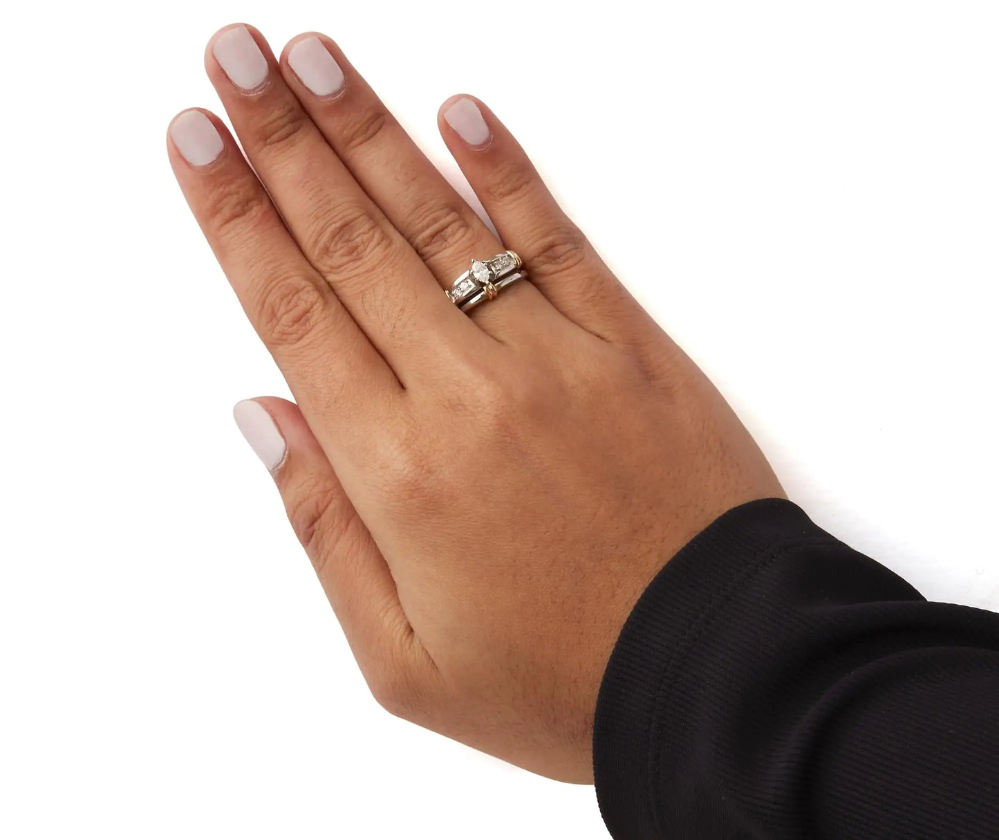 14K Yellow and White Gold 1/3 Cttw Marquise Diamond Cocktail Engagement Ring Set (H-I Color, SI1-SI2 Clarity) WEM Support (www.WEM.support)
