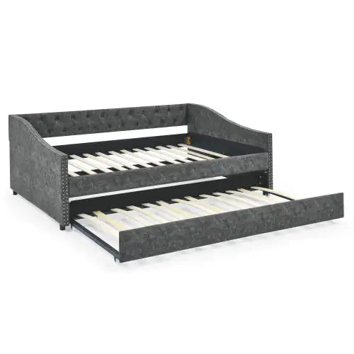 The Full-size Sofa Bed Features A Double-sized Upholstered Tufted Sofa Bed On Wheels Unavailable Platforms- Temu WEM Support (www.WEM.support)