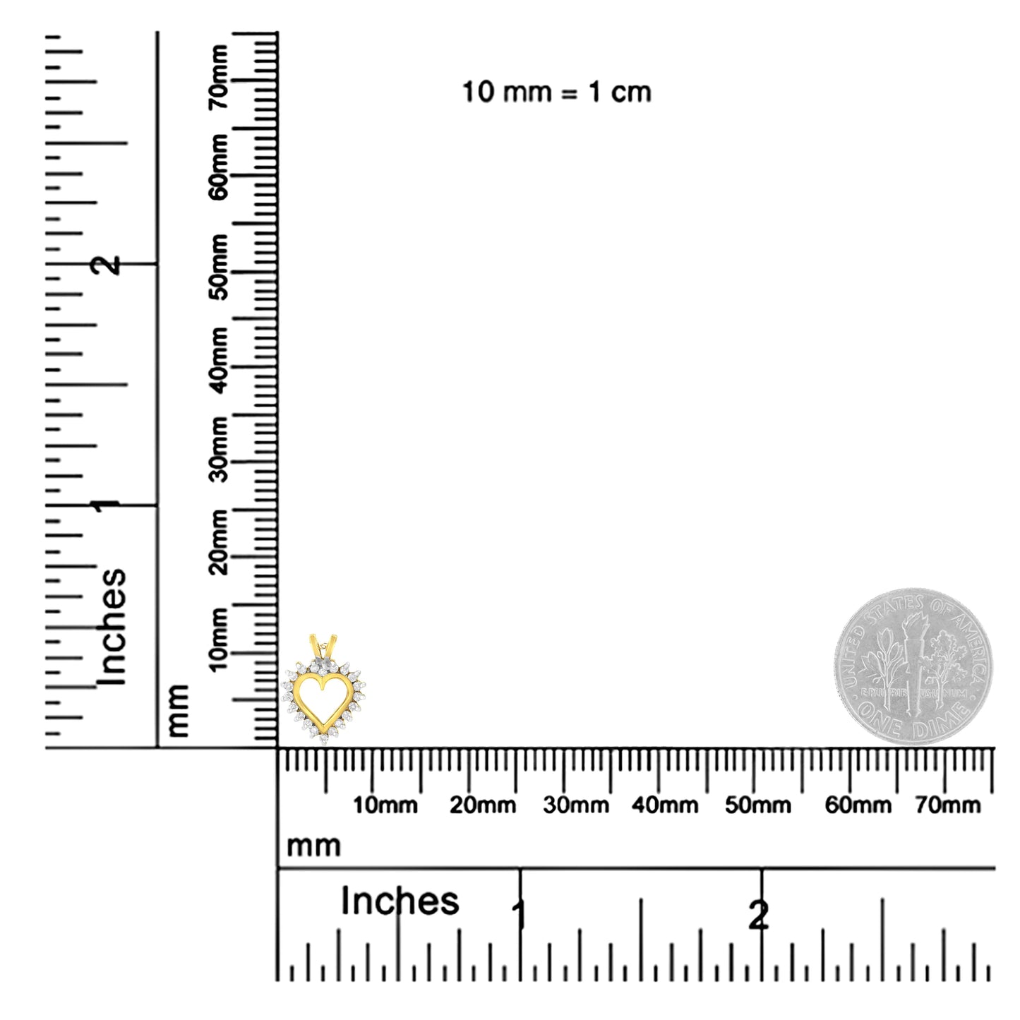 10KT Yellow Gold Heart Shaped 1/4 cttw Diamond 18" Pendant Necklace (K-L, I1-I2) WEM Support (www.WEM.support)