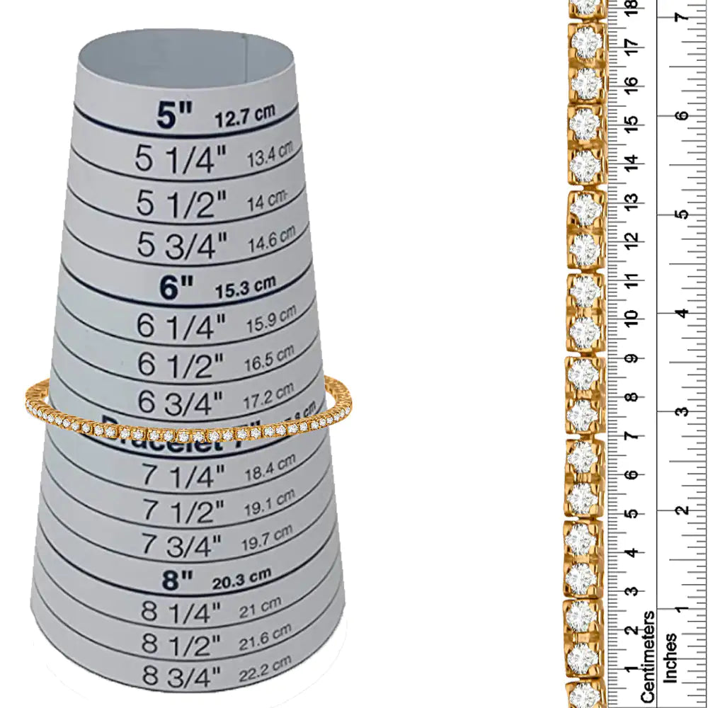 10K Yellow Gold Plated .925 Sterling Silver 2.0 Cttw Champagne Diamond Tennis 7" Bracelet (Champagne Color, I3 Clarity) WEM Support (www.WEM.support)