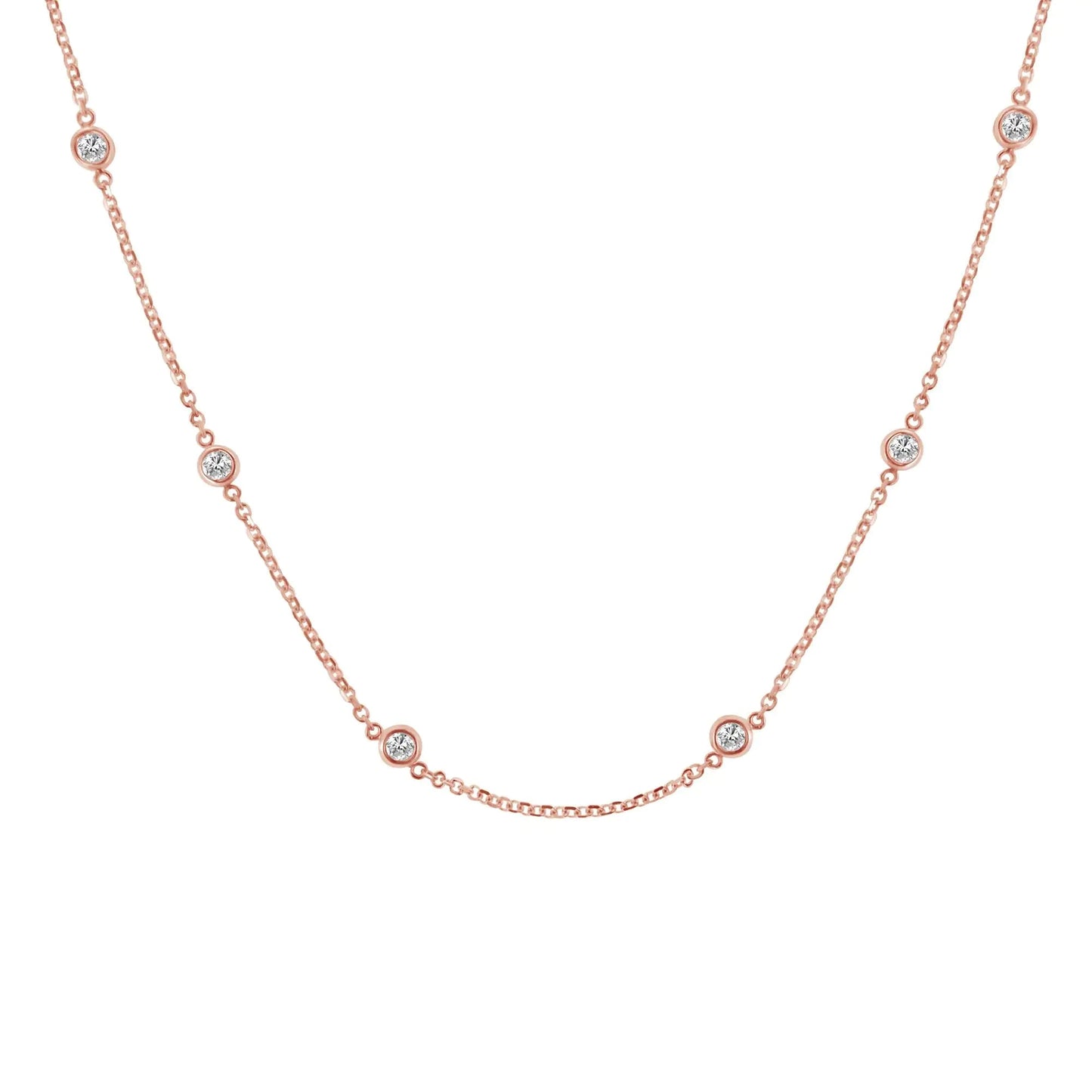 Sterling Silver Bezel-Set Diamond Station Necklace (1 cttw, J-K Color, I1-I2 Clarity) WEM Support (www.WEM.support)