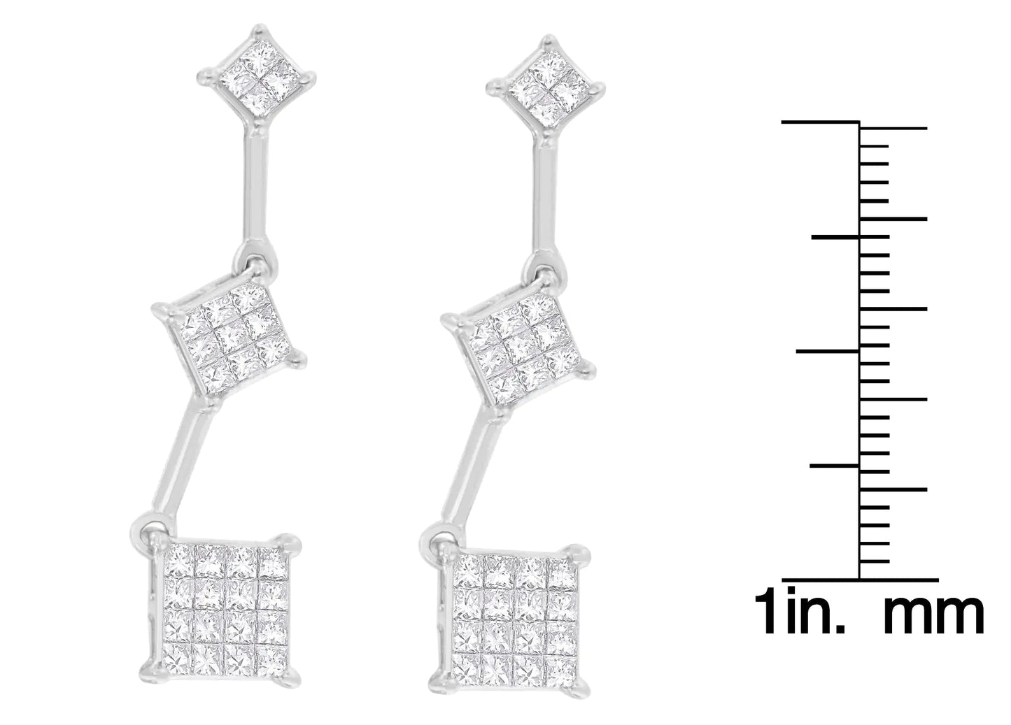 14K White Gold 1 cttw Princess Cut Diamond Earrings (G-H, VS1-VS2) WEM Support (www.WEM.support)