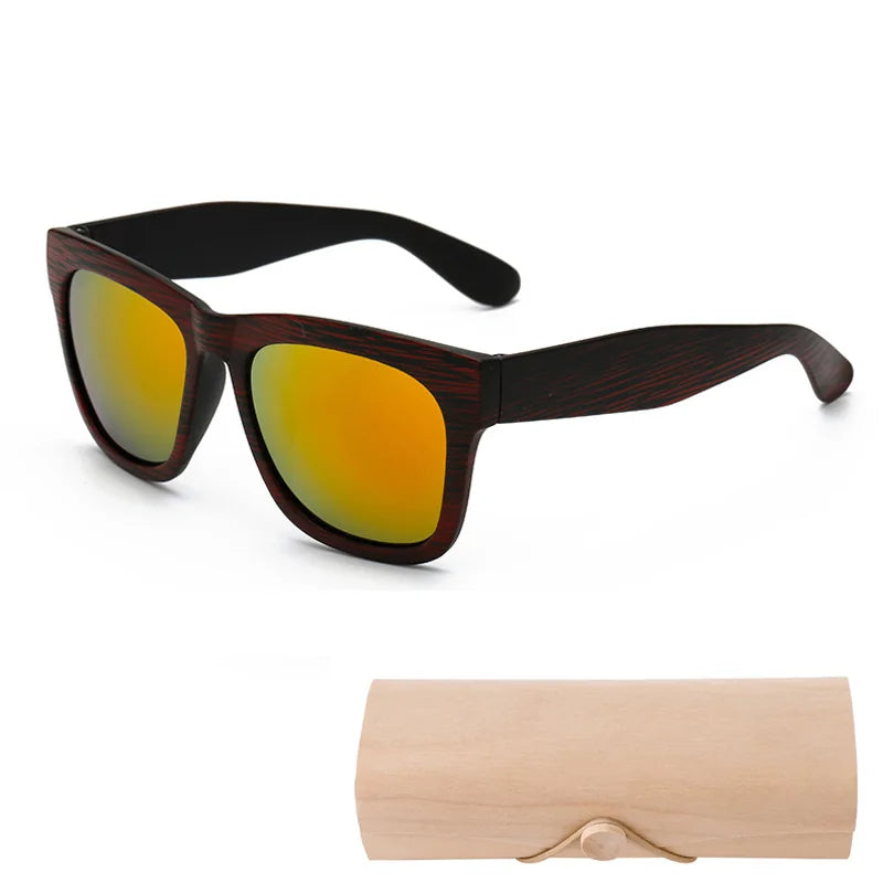 Square Bamboo Retro Sunglasses WEM Support (www.WEM.support)