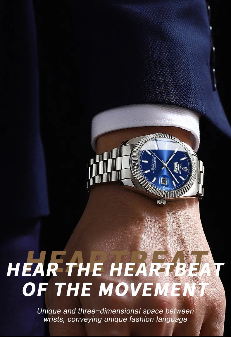 Steel Belt Waterproof Double Calendar Luminous Watch WEM Support (www.WEM.support)