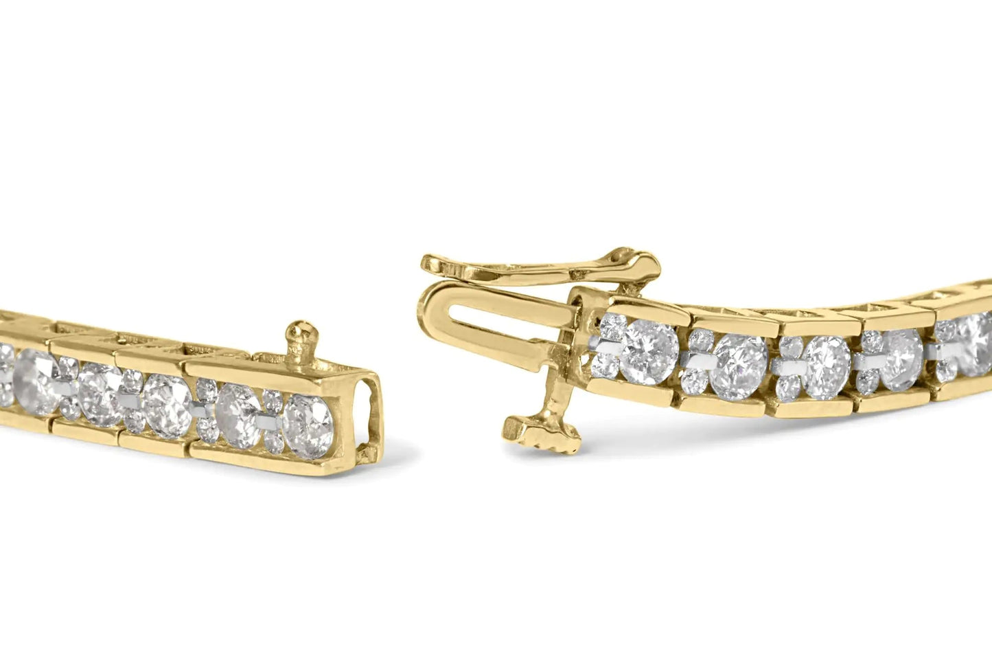 10K Yellow Gold 4.00 Cttw Channel Set Round Diamond Tennis 7" Bracelet (J-K Color, I1-I2 Clarity) WEM Support (www.WEM.support)