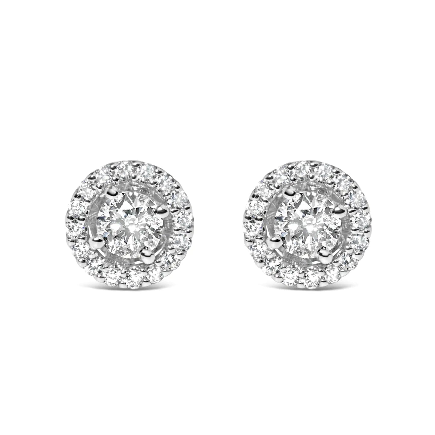 14K White Gold 3/4 Cttw Lab Grown Diamond Solitaire With Halo Stud Earrings (G-H Color, VS2-SI1 Clarity) WEM Support (www.WEM.support)