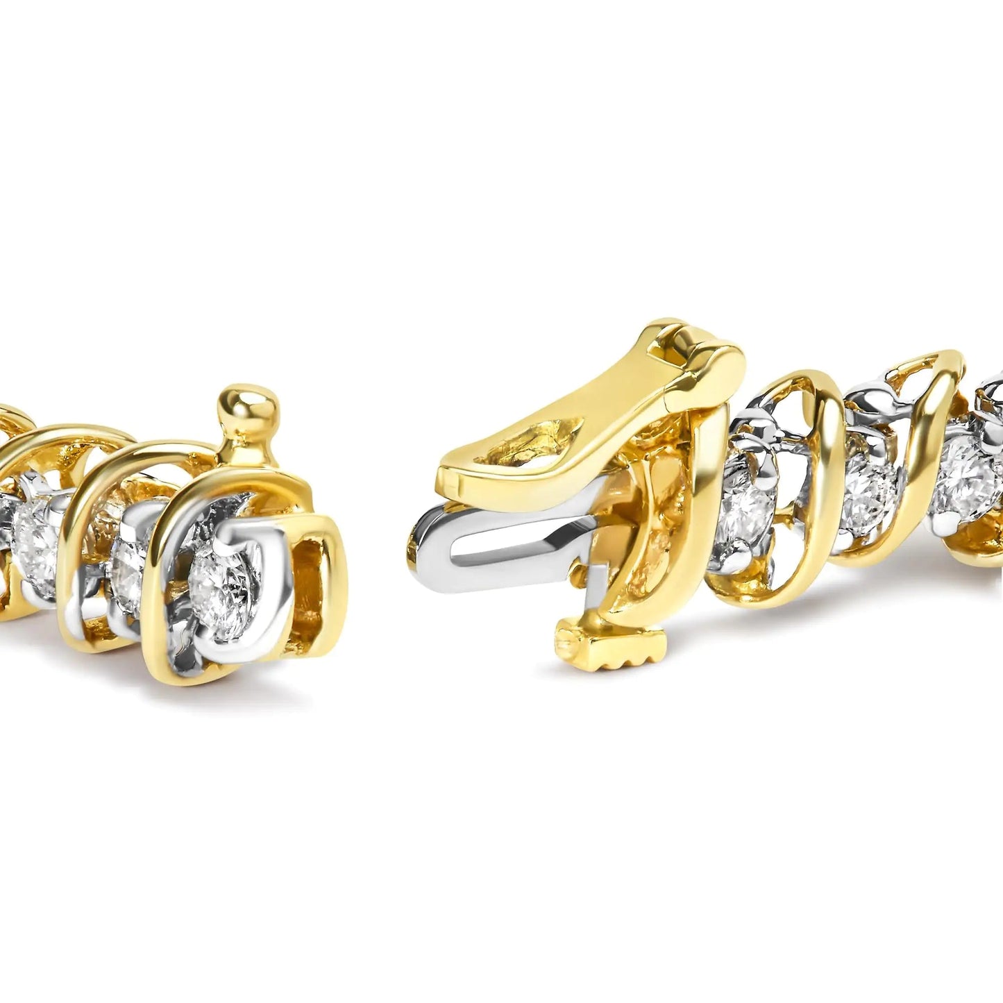 18K Yellow Gold 4.0 Cttw Round-Cut Diamond S-Link 7" Inch Tennis Bracelet (I-J Color, SI1-SI2 Clarity) WEM Support (www.WEM.support)